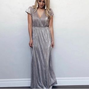 Baltic Born Silver Pleated Maxi Dress